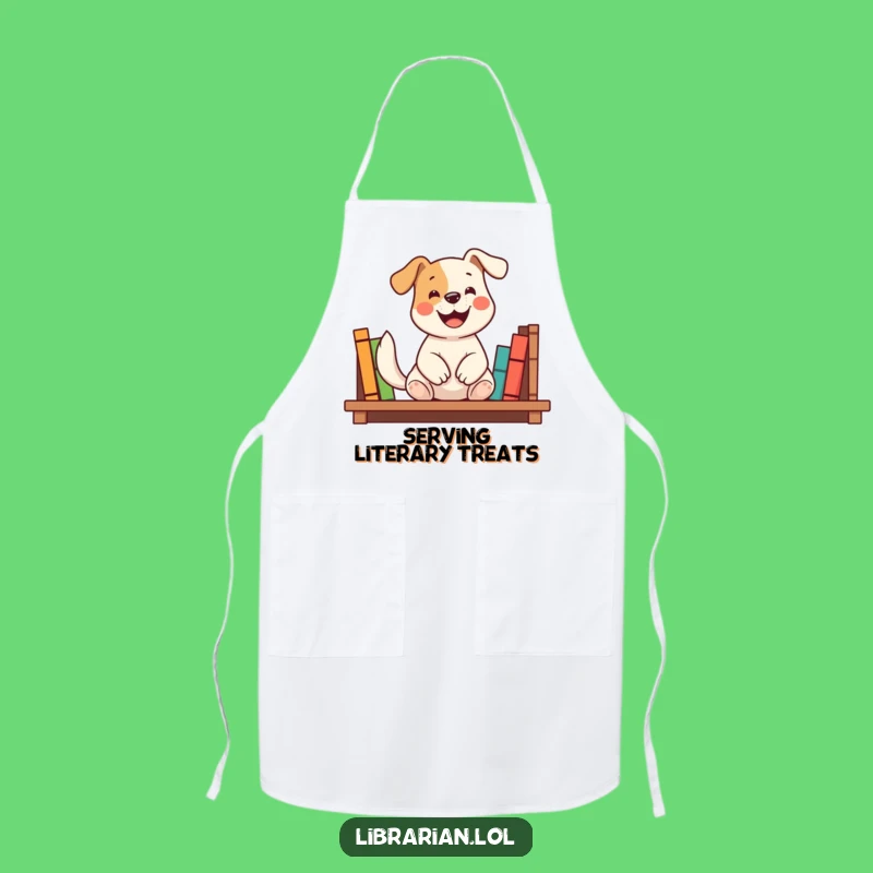 Funny Dog Bookshelf Apron: Cook with Literary Assistance