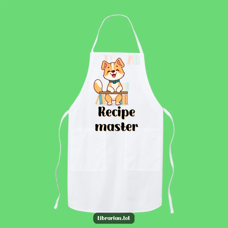 Funny Dog Librarian Apron - Kitchen Bookworm Chef Gift