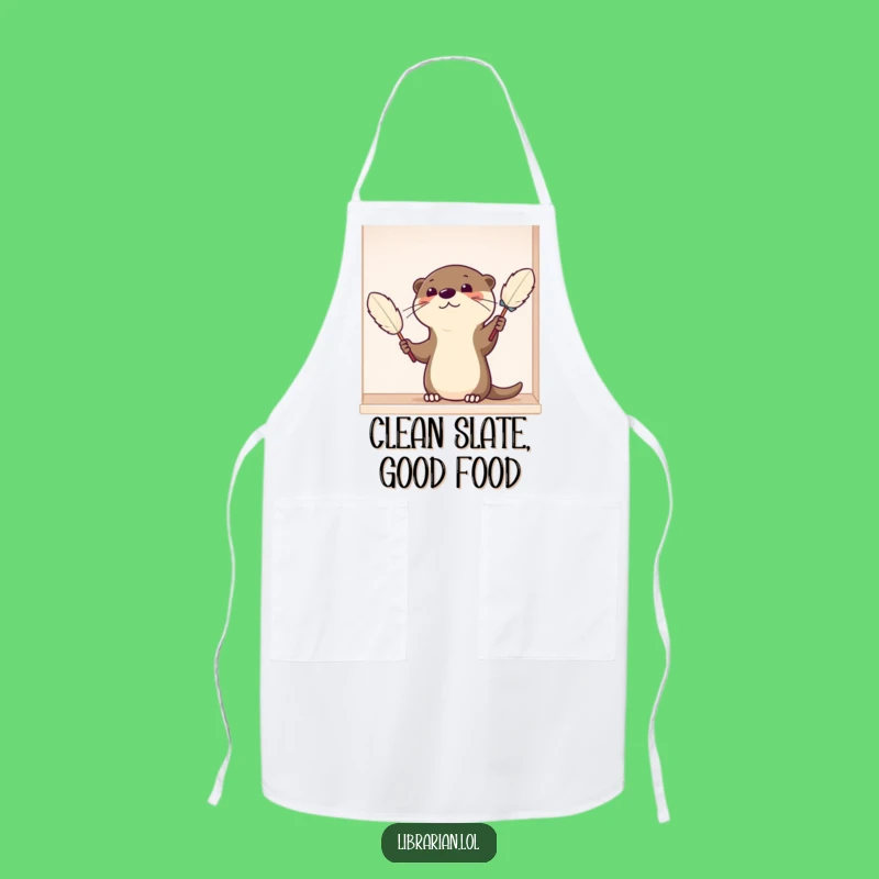 Funny Otter Apron - Tidy Cartoon Animal Dusting, Kitchen Humor & Novelty Gift