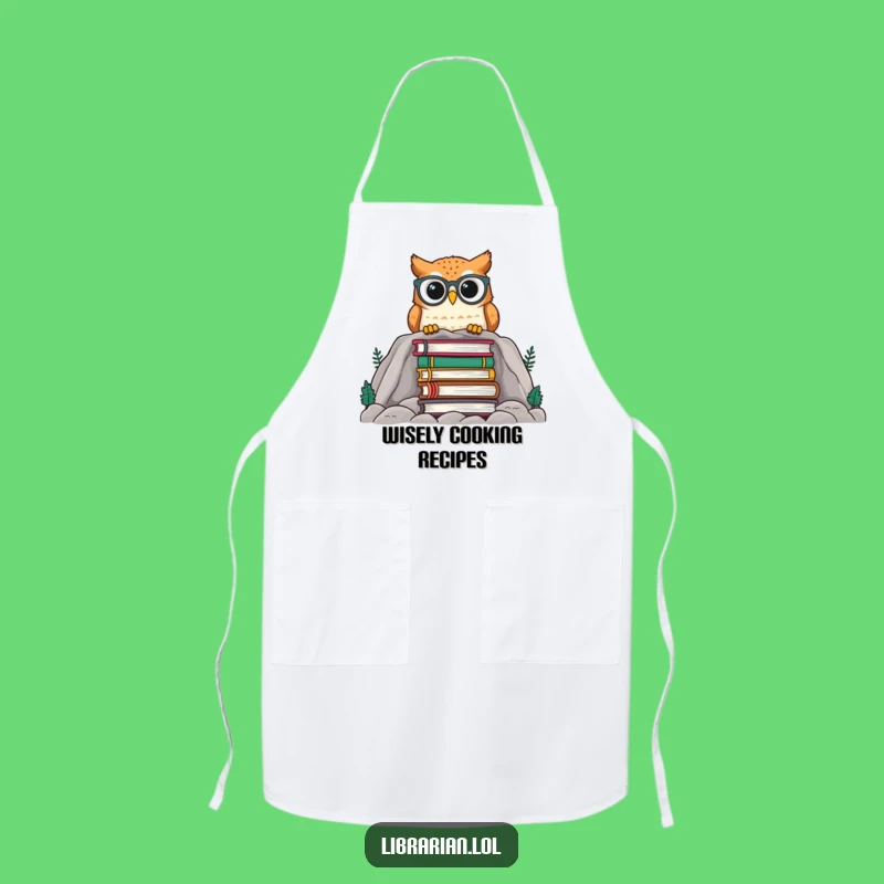 Funny Owl Chef Apron - Cute Spectacled Owl Over Books Kitchen Gift