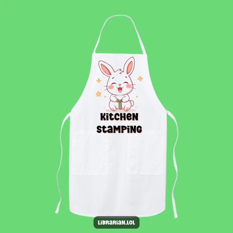 Funny Rabbit Kitchen Apron, Energetic Stamper, Joyful Chef Accessory