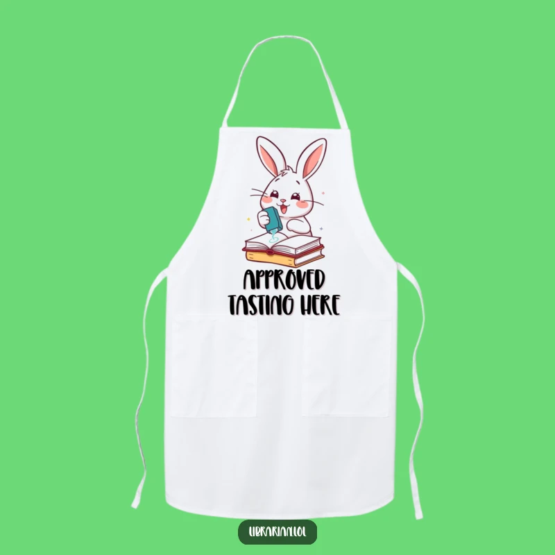 Funny Rabbit Stamping Books Apron: Organizer Kitchen Wear, Cheerful Gift
