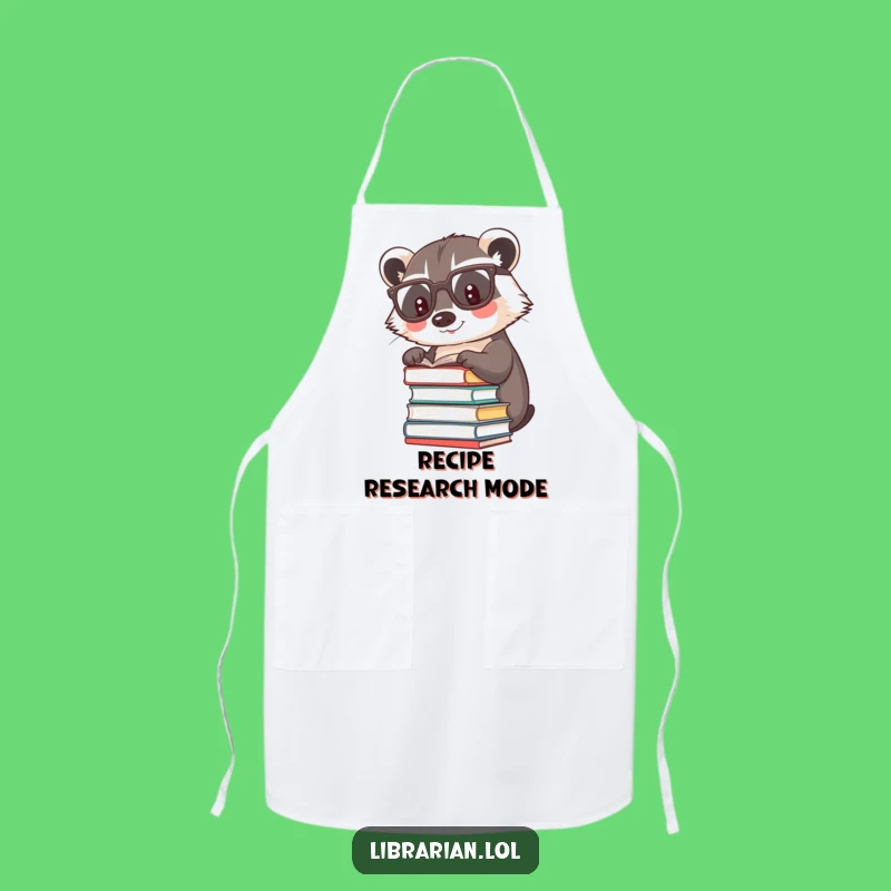 Funny Badger Reading Apron: Scholarly Kitchen Wear, Book Lover Gift