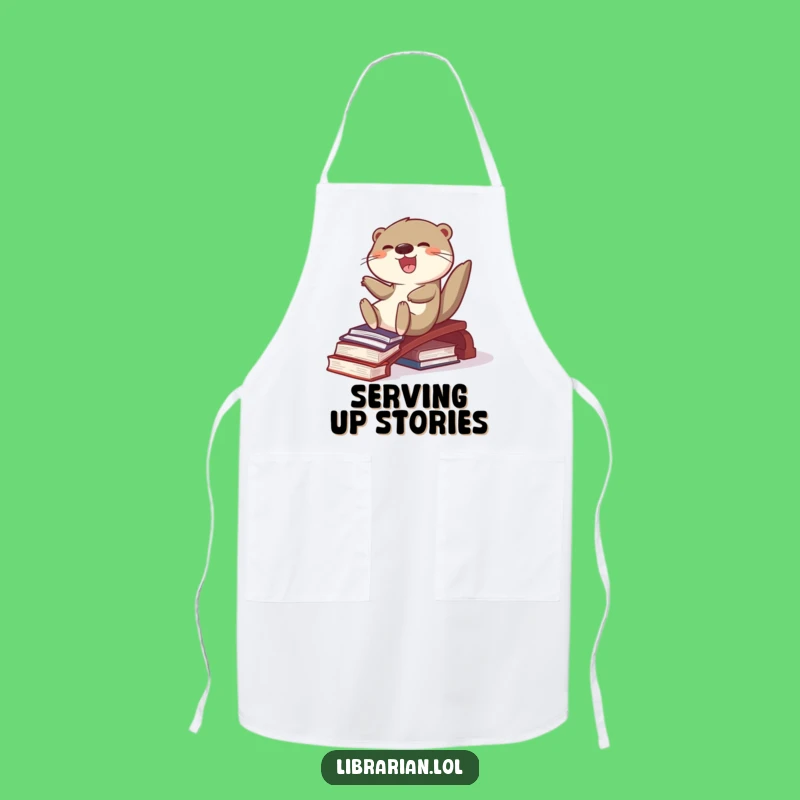 Funny Otter Apron - Cook Up Smiles with This Hilarious Book-Loving Design