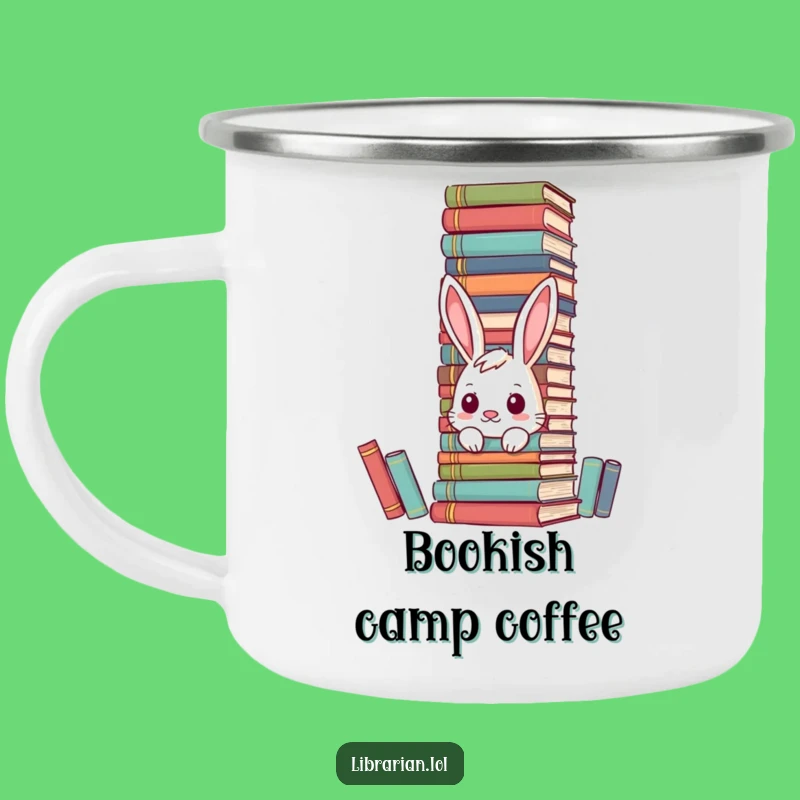 Funny Bunny Bookworm Camping Mug: Your Companion for Cozy Literary Adventures