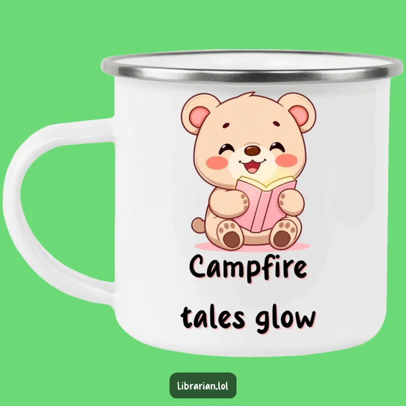 Funny Bear Cub Bookmark Camping Mug: Adventure-Ready Drinkware for Readers