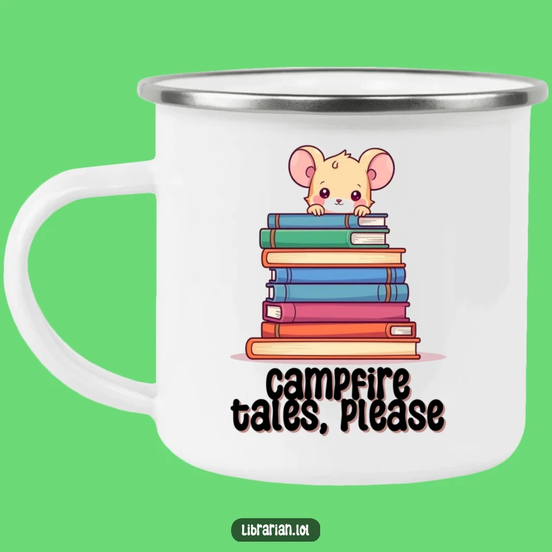 Funny Mouse Enamel Camping Mug, Book Lover Adventure, Quirky Outdoor Gift