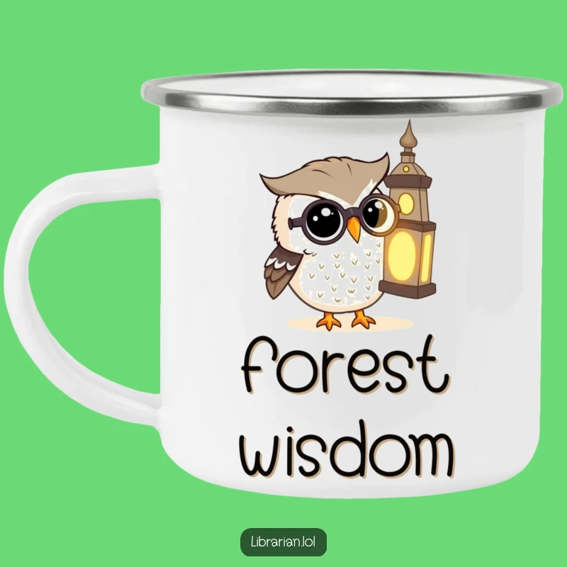 Funny Owl Tome Camping Mug: Spectacled Owl Reads Books, Outdoor Funny Gift!