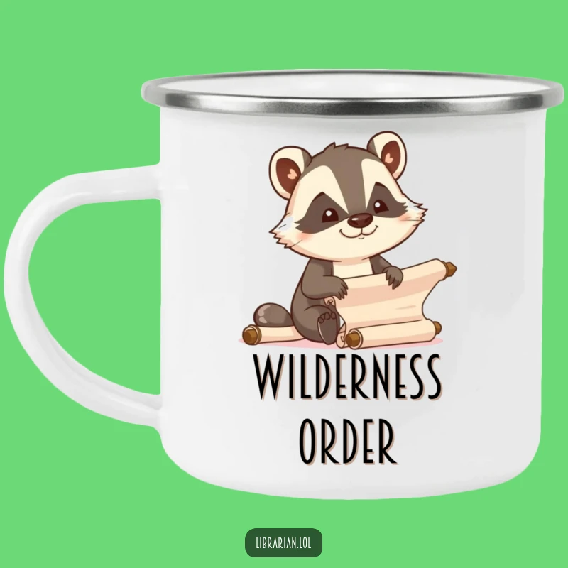Funny Badger Enamel Camping Mug, Focused Organizer, Efficient Outdoor Gift
