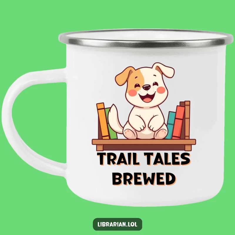 Funny Dog Bookshelf Camping Mug: Read by the Campfire
