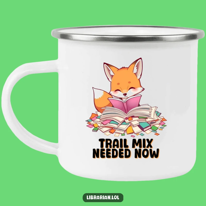 Funny Fox Enamel Mug: Curious Page Sorter Outdoors, Rugged Funny Gift