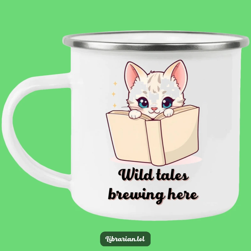 Funny Kitten Camping Mug - Durable Cartoon Cat Peeking, Adventure & Hilarious Gift