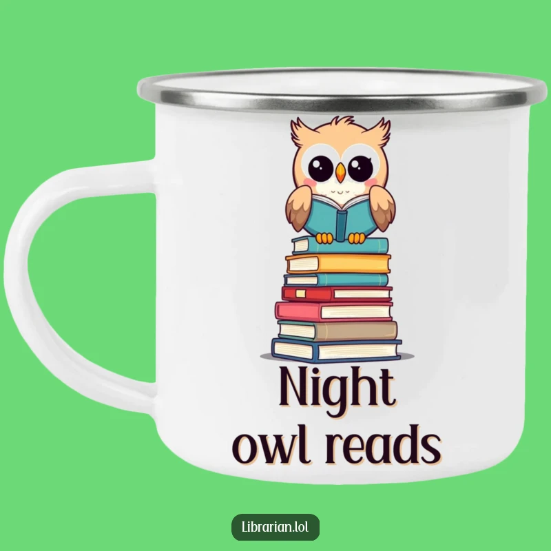 Funny Owl Librarian Camping Mug: Wise Sips for Your Outdoor Adventures!