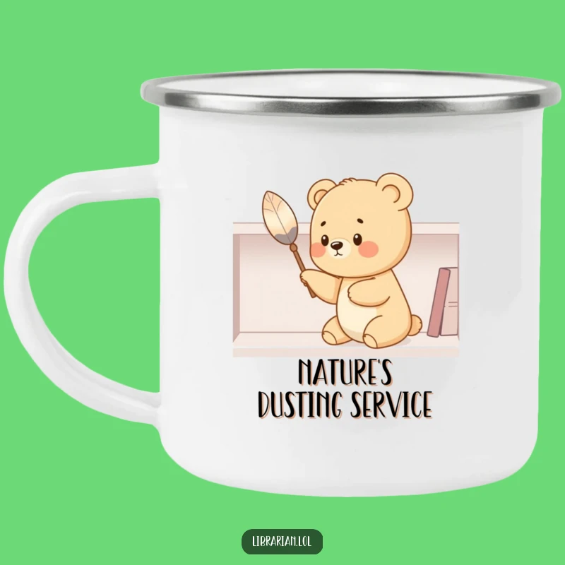 Funny Bear Cub Dusting Camping Mug - Rugged & Hilarious Outdoor Gift