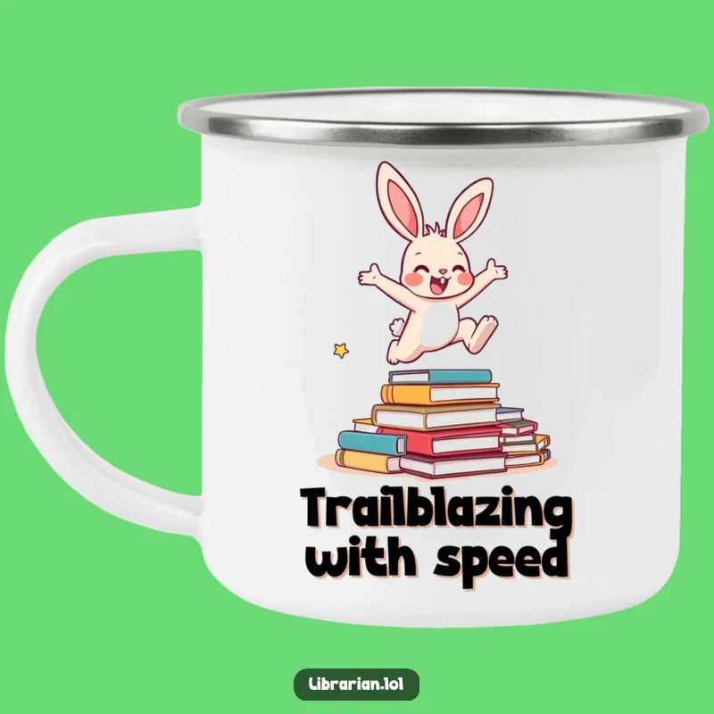 Durable Funny Bunny Books Camping Mug - Adventures in Reading