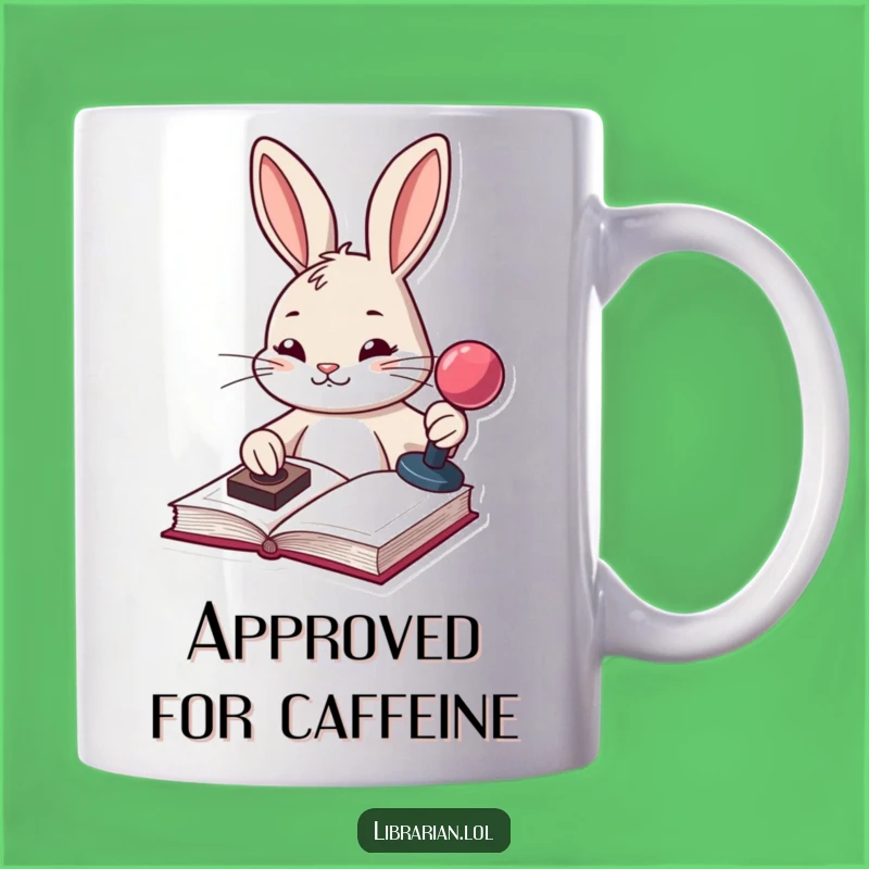 Funny Determined Bunny Stamp Mug: Perfect Gift for Organized Book Lovers with a Kick