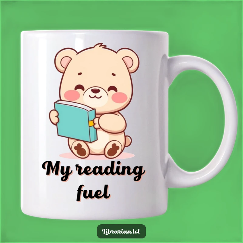 Funny Bear Cub Reading Gift Mug - Adorable Cartoon Character Offering a Book