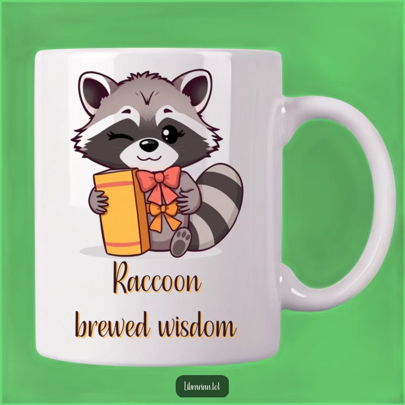 Funny Bookworm Racoon Mug: Shelf-Stacking Fun - Perfect Literary Gift