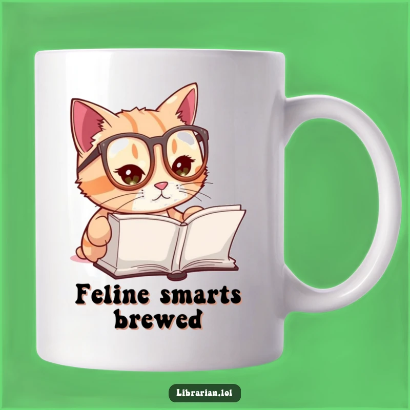 Funny Cat Reader Mug - Cute Kitty with Glasses for Book Lovers