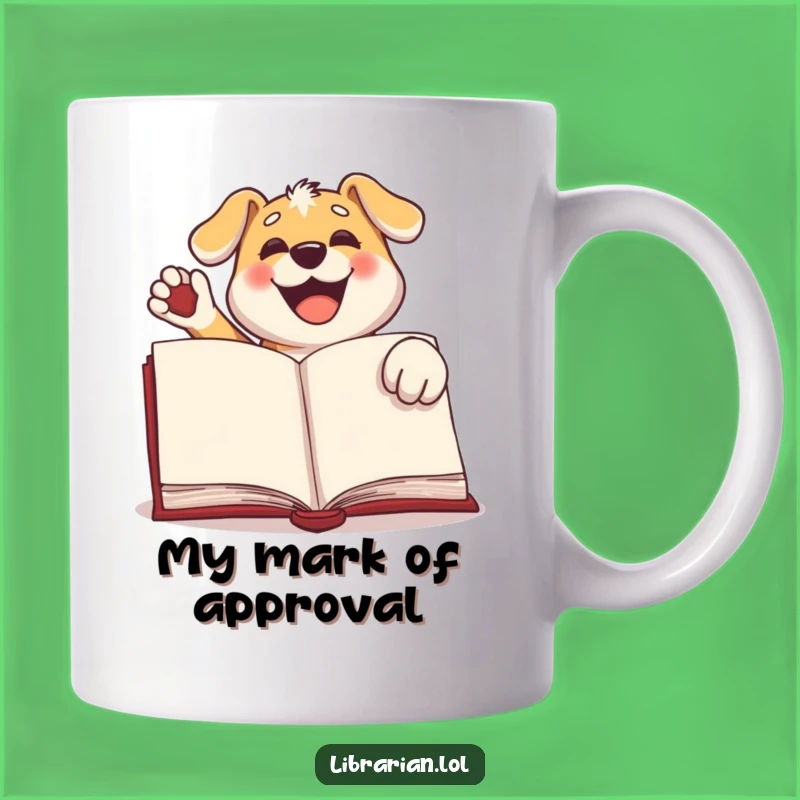 Funny Dog Stamp Mug: Happy Pup Book Lover Gift, Enthusiastic Reader Mug