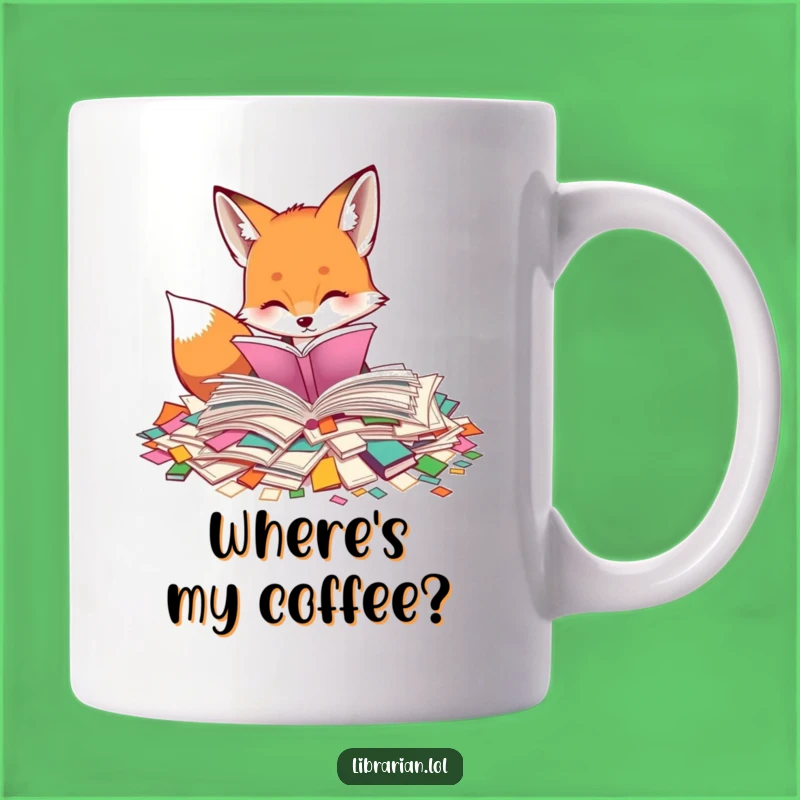 Funny Fox Page Sorter Mug: Curious Reader's Delight, Perfect Funny Gift for Bibliophiles