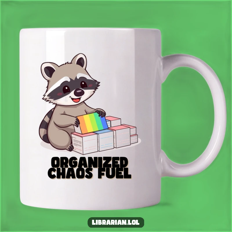 Funny Raccoon Organizer Mug - Happy Card Sorter for Neat Freaks