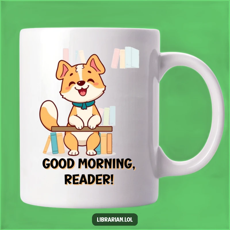 Funny Happy Dog Librarian Mug - Wholesome Book Lover's Gift
