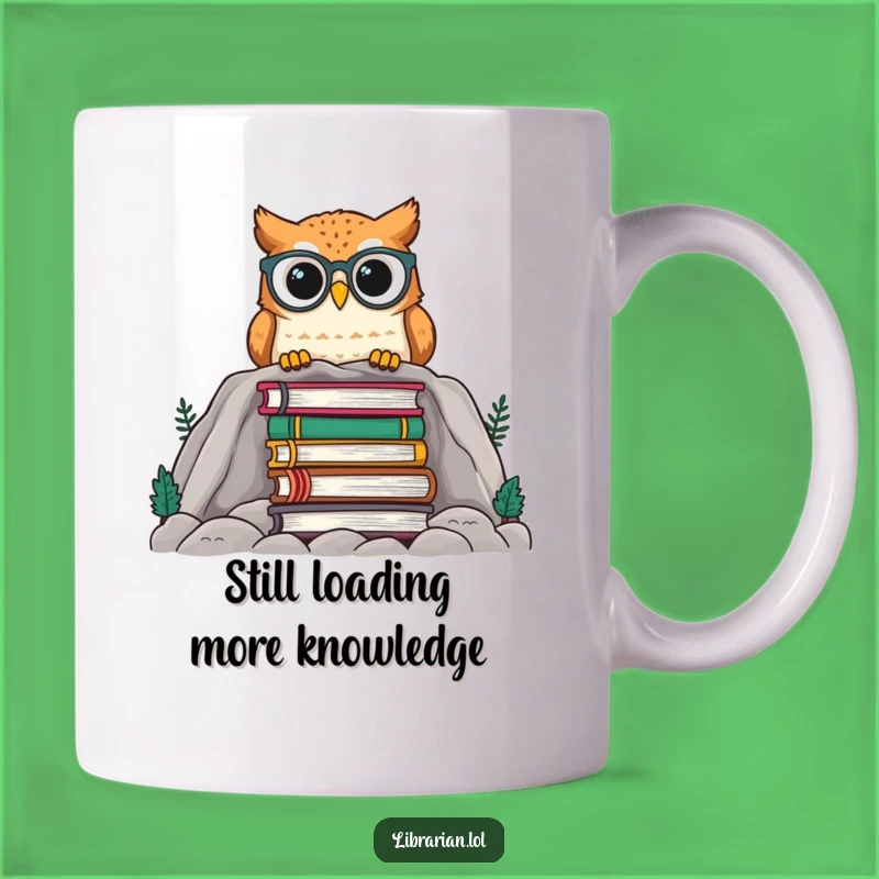 Funny Owl Reading Gift Mug - Adorable Spectacled Owl Over Books