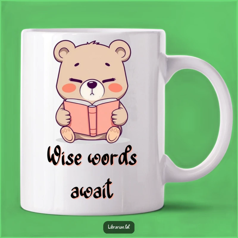 Funny Determined Bear Book Mug: Wise & Witty Gift for Avid Readers
