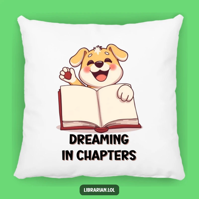 Funny Dog Stamp Pillow: Cozy Pup Book Lover Comfort, Enthusiastic Reader Decor