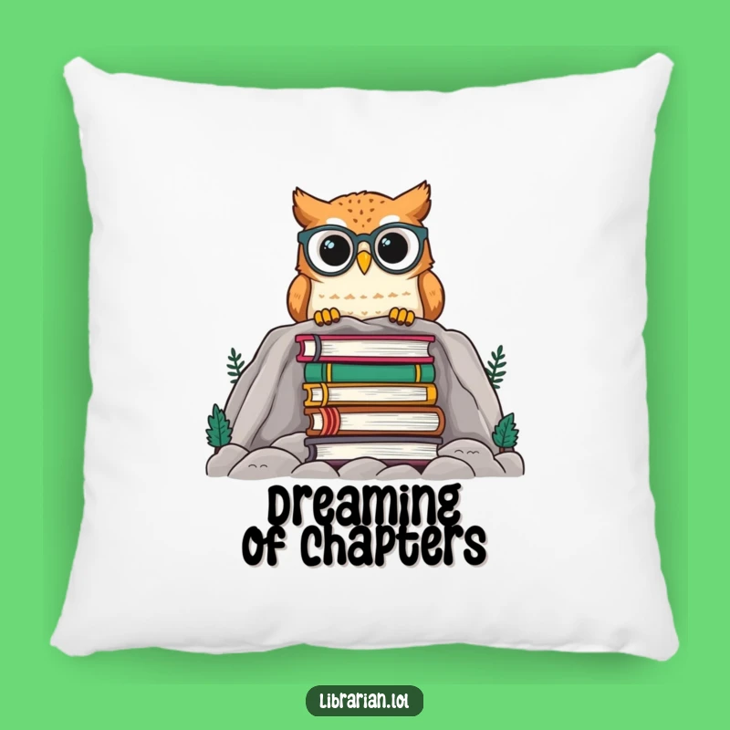 Funny Owl Pillow - Cute Spectacled Owl Over Books Comfort Gift