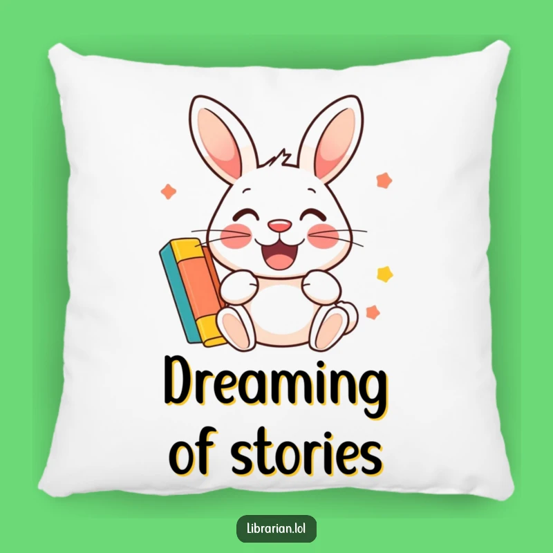Funny Rabbit Library Pillow: Cozy Rabbit Stamps Card, Hilarious Reading Decor!