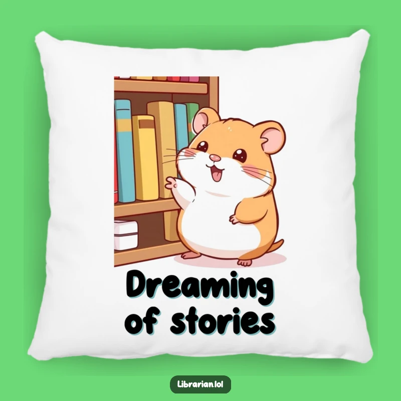 Funny Happy Hamster Bookworm Pillow: Cozy Literary Accent for Your Couch Gift