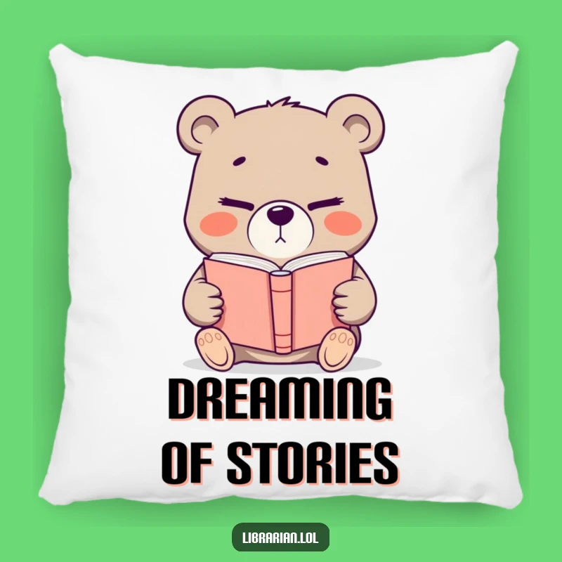 Funny Determined Bear Book Pillow: Cozy Cushion for Avid Readers