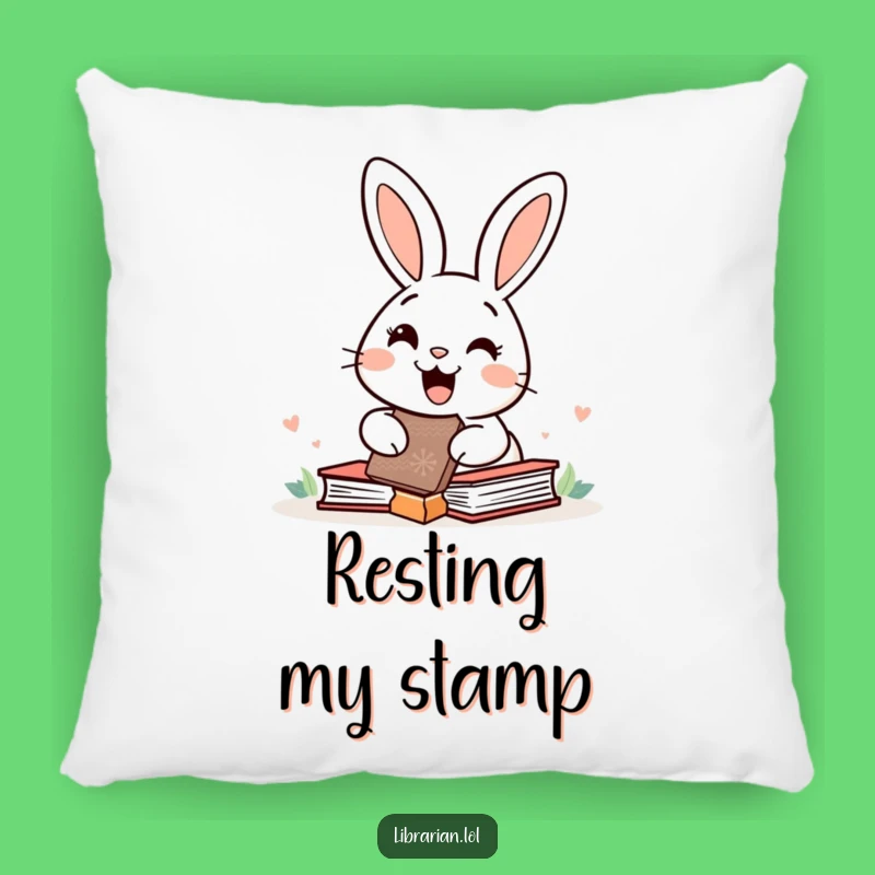 Funny Rabbit Pillow - Happy Bunny Book Stamp Comfort Gift