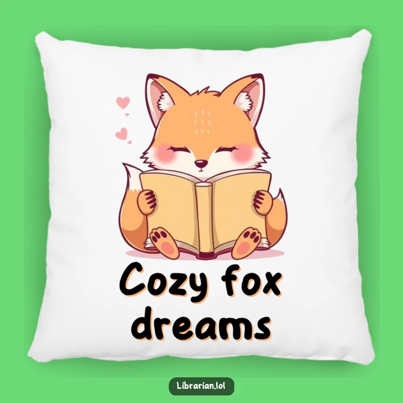 Funny Sleepy Fox Pillow: Cozy Fox Dozes Off Reading, Hilarious Decor!