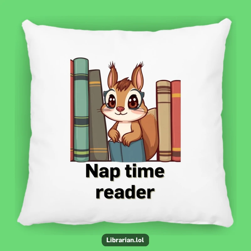 Funny Squirrel Librarian Pillow - Cozy & Humorous Accent for Book Lovers' Nooks