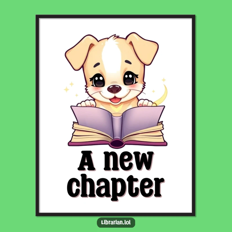 Funny Puppy Book Digital Art Print - Enchanting & Hilarious Decor Gift