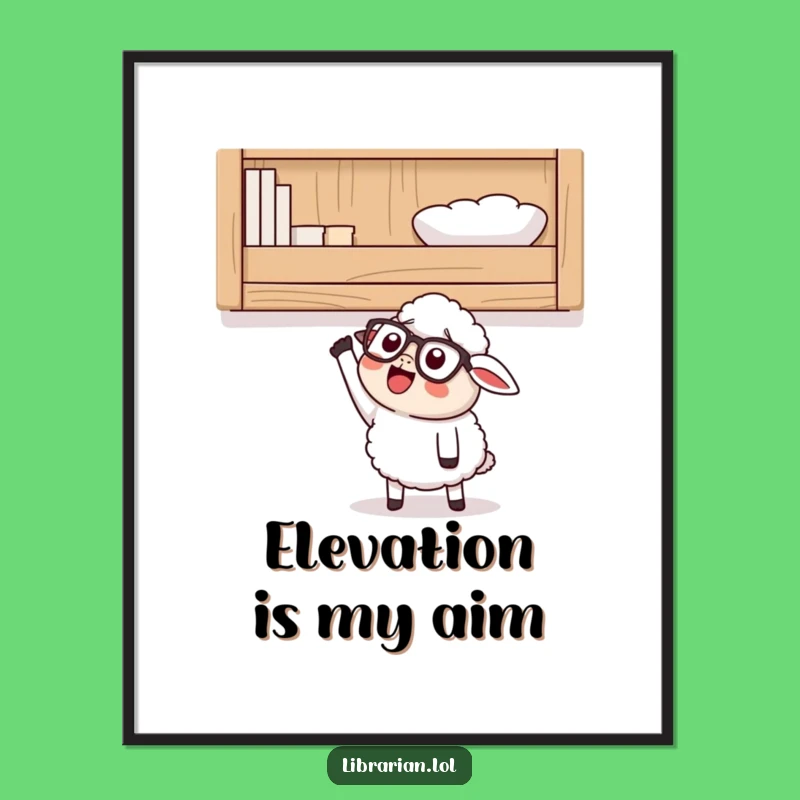 Funny Sheep Digital Art - Smart Cartoon Animal Reaching, Printable & Humorous Decor