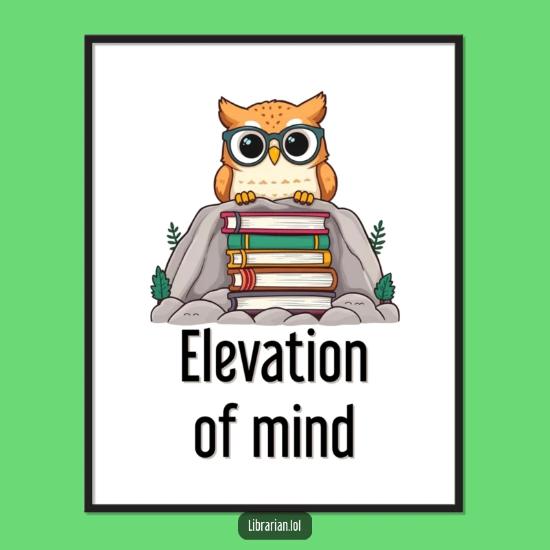 Funny Owl Digital Art - Cute Spectacled Owl Over Books Print
