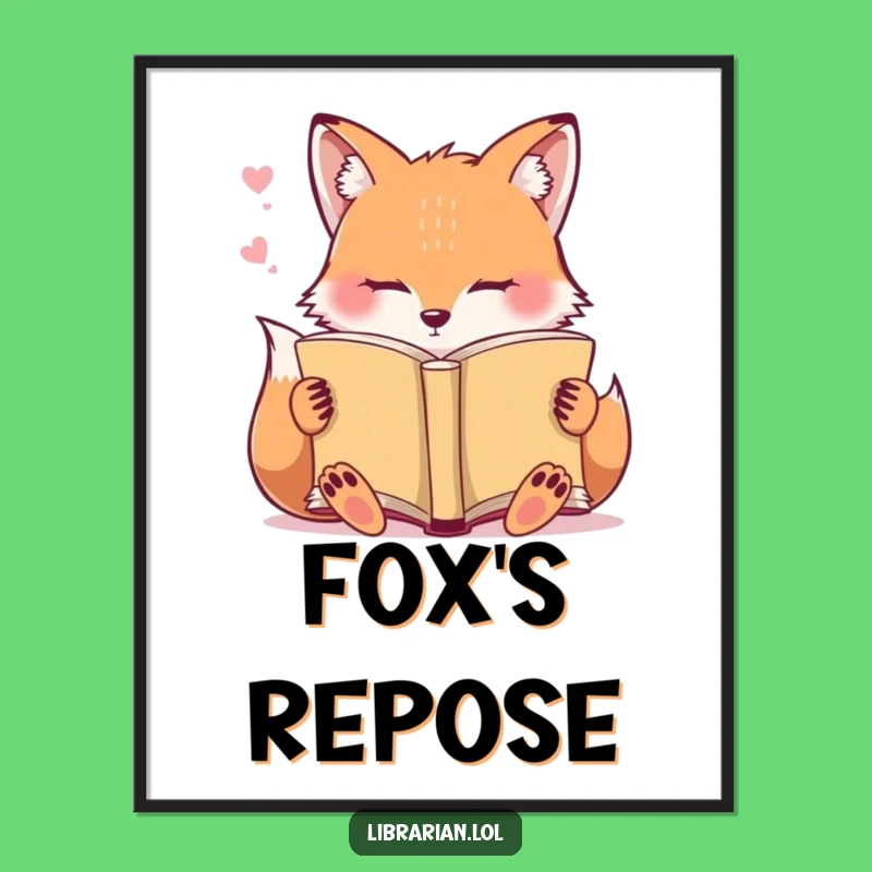 Funny Sleepy Fox Digital Print: Fox Dozes Off Reading, Instant Cozy Art!