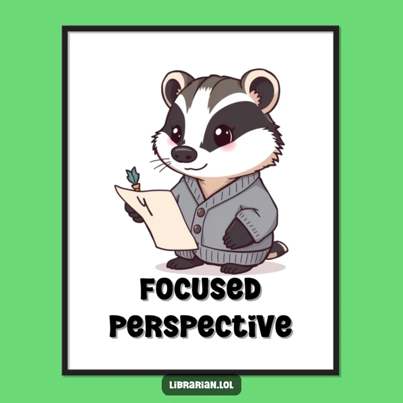 Funny Badger Scholar Digital Art: Frame this Focused Gift