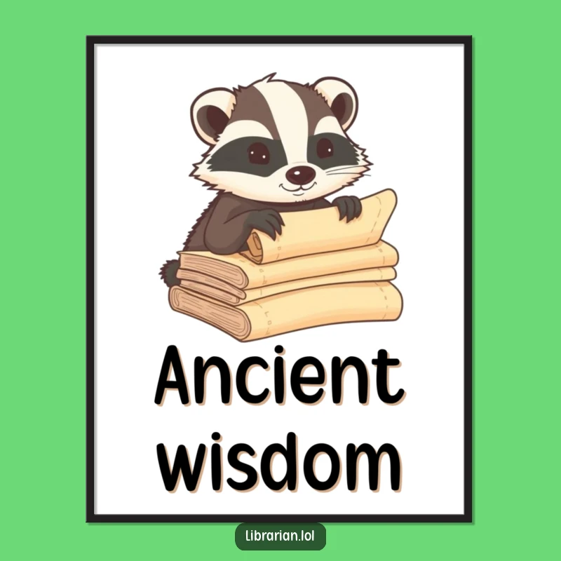 Funny Badger Scroll Digital Art Print - Mysterious & Hilarious Decor