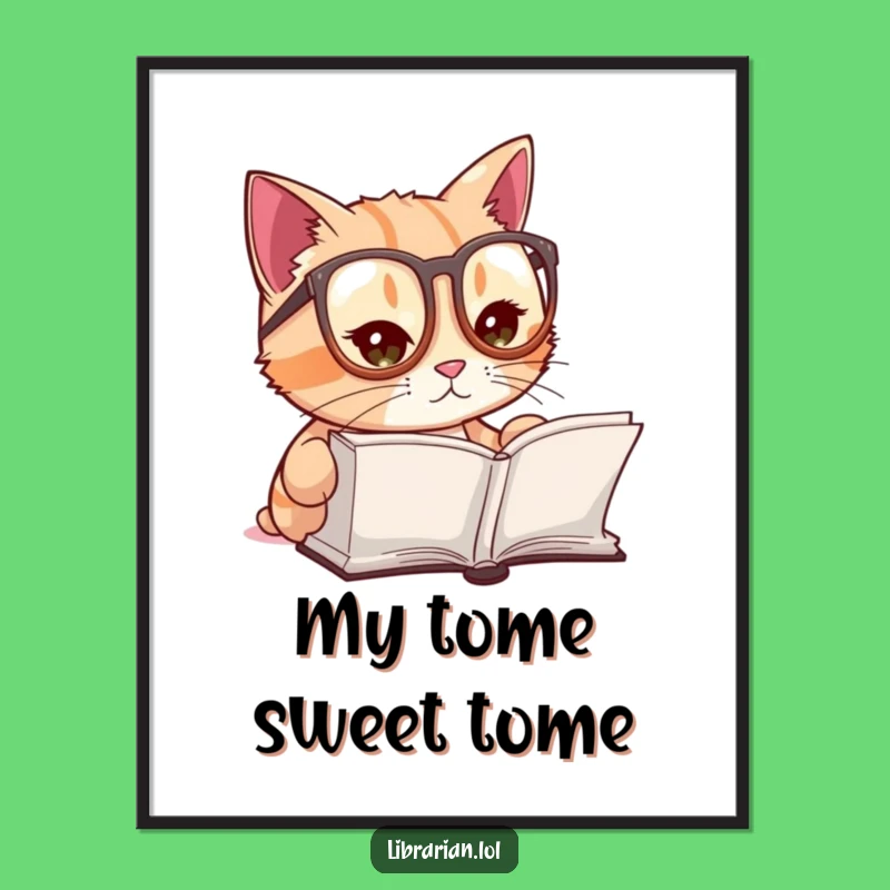 Funny Cat Reading Digital Art - Instant Download for Bookish Decor