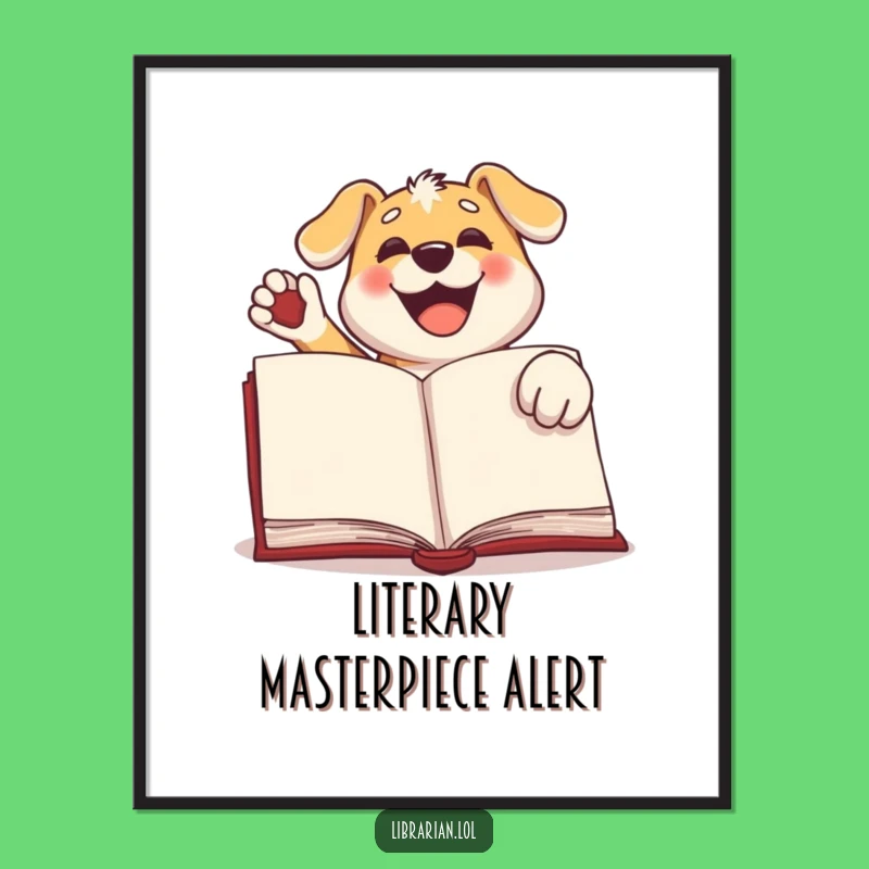 Funny Dog Stamp Digital Art: Pup Power Print, Instant Reader Decor