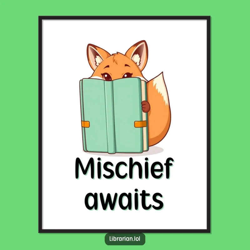 Funny Fox Librarian Digital Art: Instant Mischief and Charm for Your Walls!
