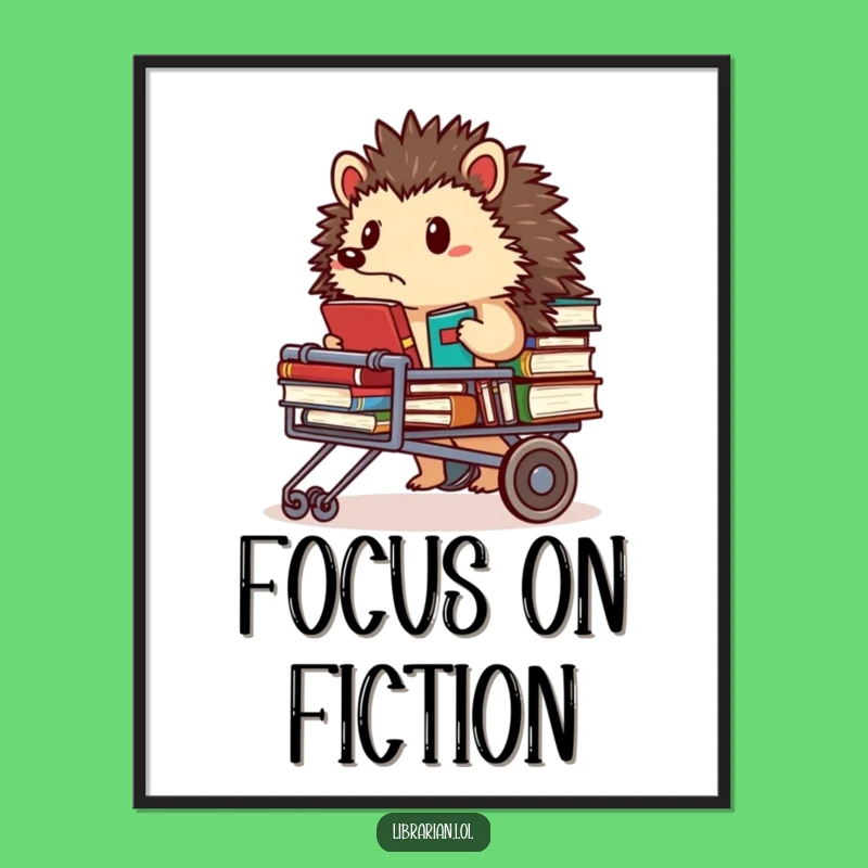 Funny Hedgehog Librarian Digital Art - Printable Focused Decor Gift