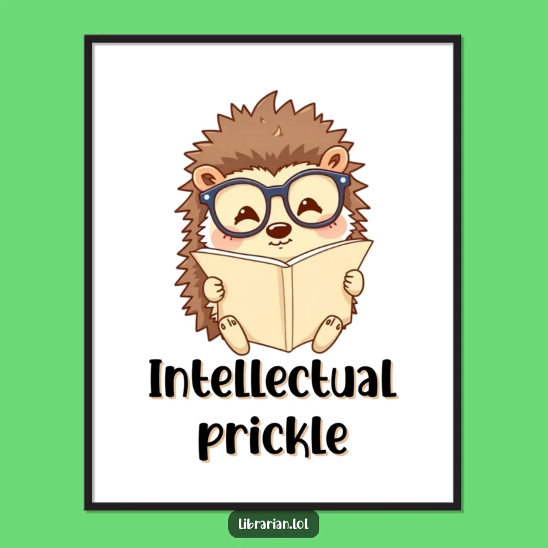 Funny Hedgehog Scholar Art Print: Adorable Reader Download, Instant Funny Gift