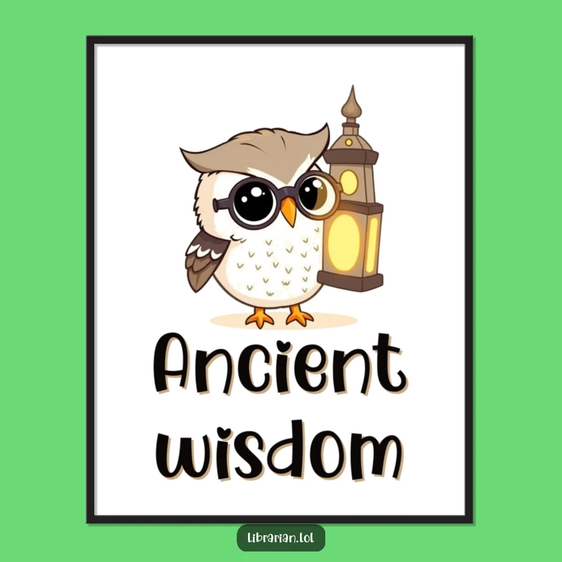 Funny Owl Spectacles Digital Print: Wise Owl Reads Tome, Instant Educational Art!