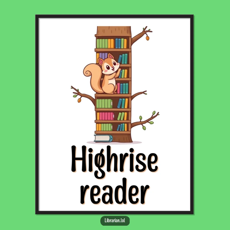 Funny Squirrel Climbing Art Print - Whimsical Digital Download